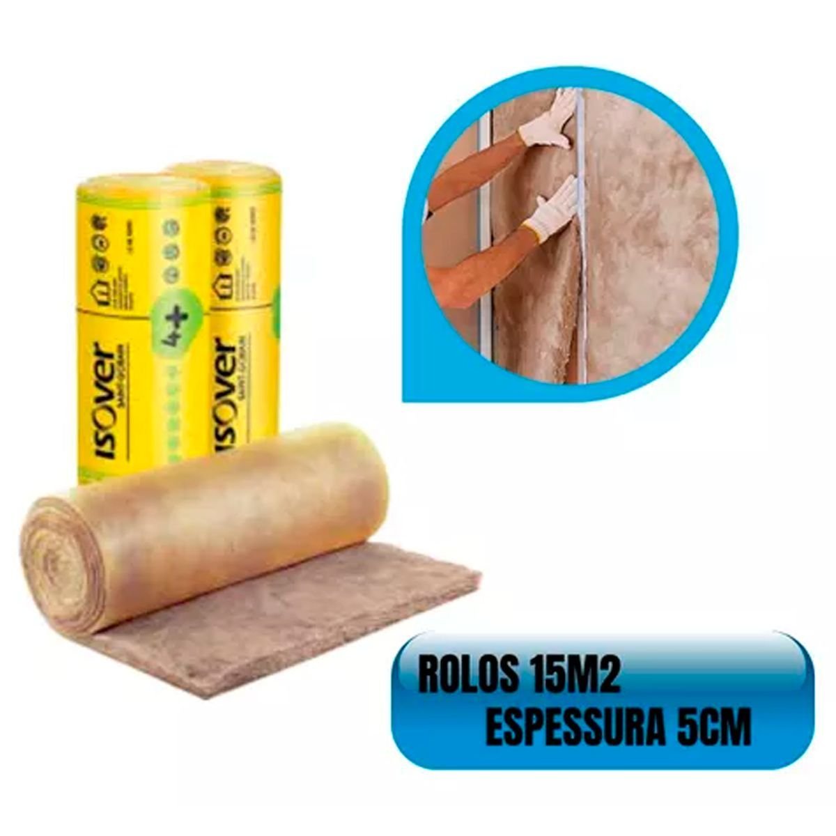 Manta Lã de Vidro Wallfelt 70mm - Rolo com 15m² -1,20x12,50m - 3