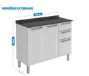 Ver imagem 3 de Balcão de Cozinha Itatiaia em Aço 105cm 3 Portas 2 Gavetas Branco Luce