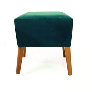 Puf Puff Marrocos  Quadrado Suede Verde Pés Palito Castanho