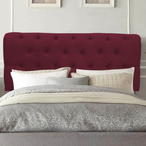 Painel Cabeceira Estofada Paris 195cm Cama Box King Suede Bordo- Mabe Magazine