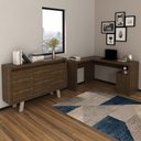 Ver imagem 1 de Conjunto de Escritório com Escrivaninha 02 pç CJ43018-094 Tecnomobili Tecno Móbili Nogal