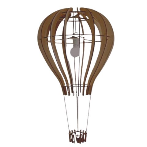 Luminária Teto tipo Pendente BALÃO MDF - Completa - Cor: Marrom