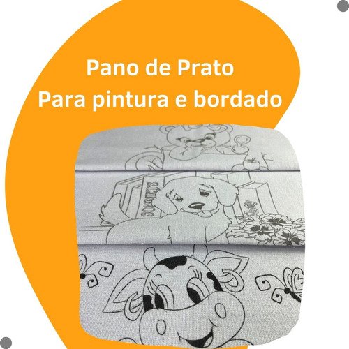 Pano de Prato Atacado Kit com 05 Unidades Riscado Pintar ou Bordar - 3