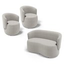 Ver imagem 1 de Kit 2 Poltronas e 1 Namoradeira Aisha Orgânica Bouclê Bege - Desk Design