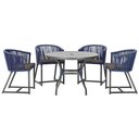 Ver imagem 1 de Mesa com 4 Cadeiras e Noronha Estofado 11 Trama Original Azul