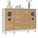 Ver imagem 2 de Cômoda Infantil 125cm 2 Portas com Vidro e 4 Gavetas Suspiro Multimóveis Mp4460 Branco-madeirado