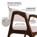 Ver imagem 3 de Cadeira de Jantar Estofada Gabriela em Madeira e Mdf Mel Linho Bege