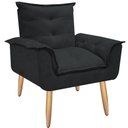 Ver imagem 3 de Kit 2 Poltrona Decorativa Gran Opala Suede Preto para Sala de Estar Luxo Escritório Quarto