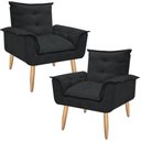 Ver imagem 1 de Kit 2 Poltrona Decorativa Gran Opala Suede Preto para Sala de Estar Luxo Escritório Quarto