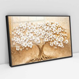 Quadro Decorativo Árvore com Flores Brancas Sala Quarto Casa Escritório - 2