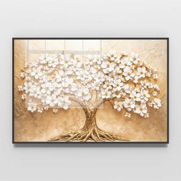 Quadro Decorativo Árvore com Flores Brancas Sala Quarto Casa Escritório - 3
