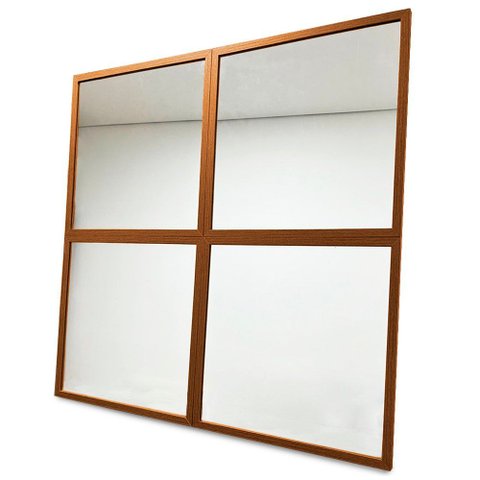 Módulo Espelho Decorativo - Kit 04 de 50x50cm Empório do Adesivo Moldura Madeira