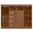 Ver imagem 5 de Guarda Roupa Casal 8 Portas 4 Gavetas Master New com Pés e Cômoda Havana Master Jatobá Acetinado