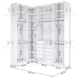 KIT CLOSET MODULADO A 2,70 100% MDF M521.B (CASA, LOJA) MUNDI MOVEIS - 3