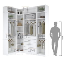 KIT CLOSET MODULADO A 2,70 100% MDF M521.B (CASA, LOJA) MUNDI MOVEIS - 5