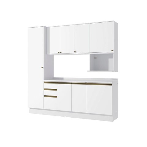 Armário de Cozinha Compacta Nicho Micro-ondas 100% Mdf 230cm Branco Celeste Kappesberg