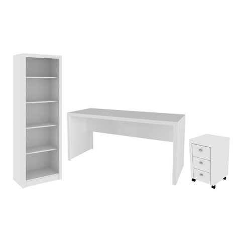 Conjunto para Escritório Branco 3 Peças Tecnomobili