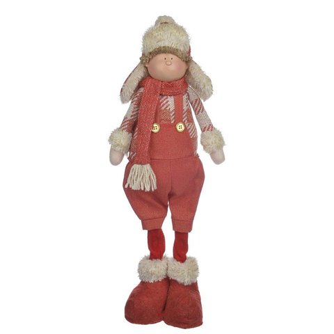 Boneco Natal Menino em Pe C/gorro (vermelho Bege) 43cm