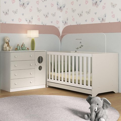 Berço Americano 3 em 1 com Cômoda 1 Porta 4 Gavetas Pirulito Multimóveis Mp4707