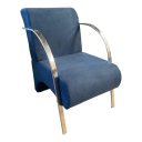 Ver imagem 1 de Poltrona Decorativa Predoli Braço de Alumínio Suede, Recepção, Sala, Quarto, Barbeiro, Consultório:a