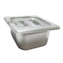 Ver imagem 2 de Conj 16 Cubas Gastronômicas em Inox Gn 1/6x100 Mm 1,5 Litros com Tampa 1/6 em Poli com Abertura para