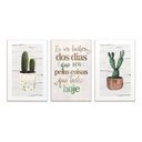 Ver imagem 1 de Kit 3 Quadros Decorativos Cactos Verde Frases