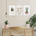 Ver imagem 2 de Kit 3 Quadros Decorativos Cactos Verde Frases