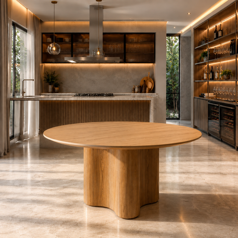 Mesa Jantar Noronha 150cm Redonda Madeira Orgânica Rustica