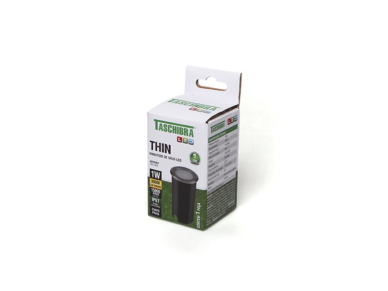 Embutido de Solo Led Taschibra Thin 1w 3000k Ip67 - Preto - Luz Quente 3000k - 3