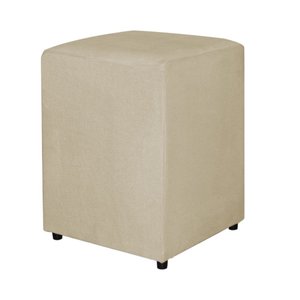 Puff Quadrado Suede Bege - Belliv Decor