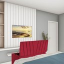 Ver imagem 1 de Calçadeira Baú Recamier Estofada Cama de Casal 140cm Bélgica Suede Vermelho- Mabe Magazine