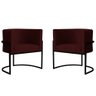 Kit 2 Poltronas Decorativa Sala de Estar Luana Base Preta Veludo Bordô - Montanaris Decor Md Montana - 1
