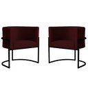 Ver imagem 1 de Kit 2 Poltronas Decorativa Sala de Estar Luana Base Preta Veludo Bordô - Montanaris Decor Md Montana