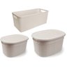 Kit Cesto Caixa Organizador Vime Plástico Rattan 3 Peças - Nitron - 1