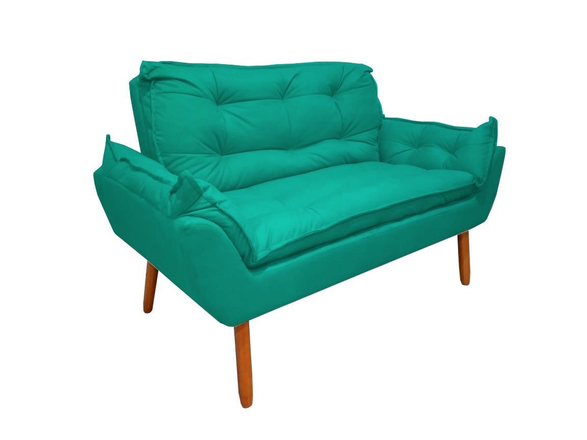 Namoradeira Opala Decorativa para Sala de Estar Recepção Corino Azul Turquesa - Innovazione Mó - 1