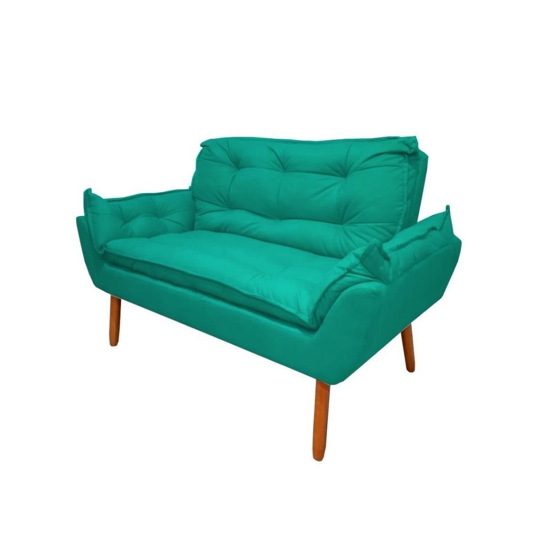 Namoradeira Opala Decorativa para Sala de Estar Recepção Corino Azul Turquesa - Innovazione Mó - 2