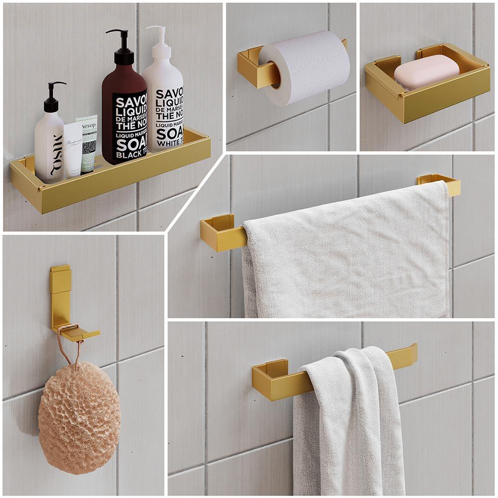 Kit Acessórios Banheiro Completo 6 Peças Inox Lavabo Premium - Dourado - Lojas RPM