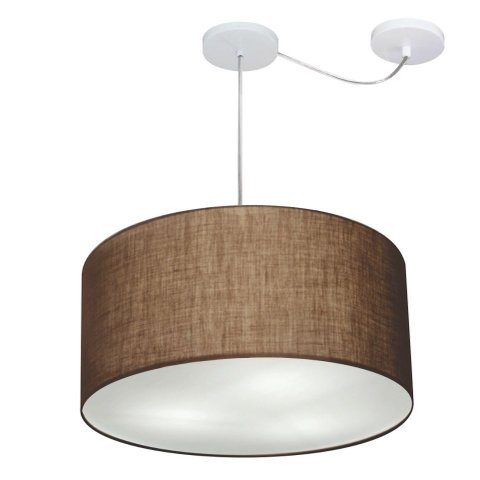 Lustre Pendente Cilíndrico Com Desvio de Centro Vivare Md-4238 Cúpula em Tecido 45x25cm - Bivolt - C