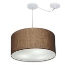 Ver imagem 1 de Lustre Pendente Cilíndrico Com Desvio de Centro Vivare Md-4238 Cúpula em Tecido 45x25cm - Bivolt - C