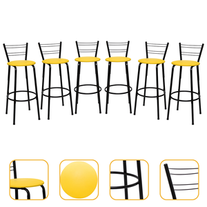 Kit 6 Banquetas Alta Flórida Preta Balcão Bancada Bistrô Ilhas Gourmet Bares - Amarelo
