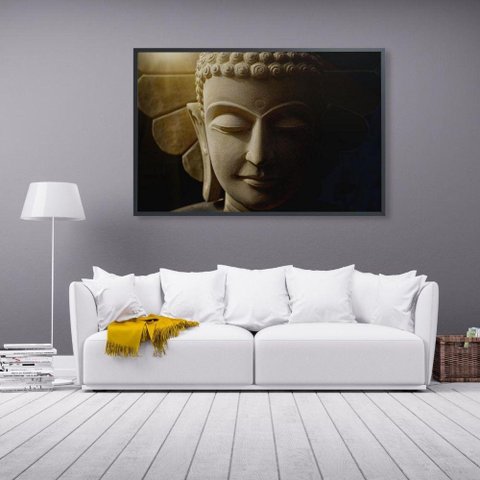 Quadro Buda Face 120x80 Cm Vidro Impresso