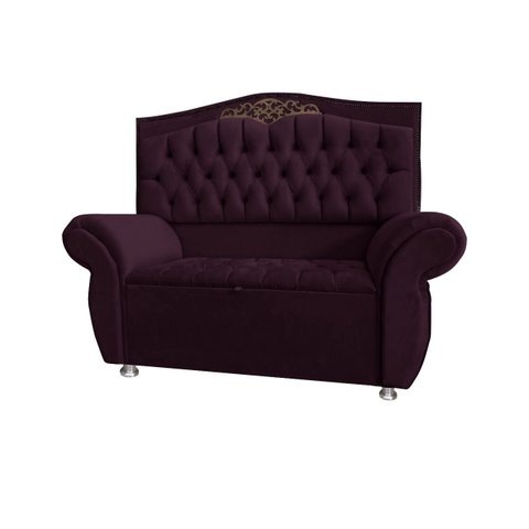KIT Cabeceira + Recamier Baú Dunas Dubái Marsala veludo Linha Alta 1,60 casal Dalaqua-Decor