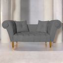 Ver imagem 2 de Namoradeira Recamier Sofá Decorativo 02 Lugares Dubai Suede Cinza - Incasa Decor