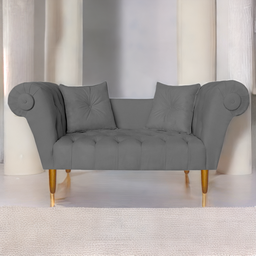 Namoradeira Recamier Sofá Decorativo 02 Lugares Dubai Suede Cinza - Incasa Decor - 2