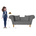 Ver imagem 4 de Namoradeira Recamier Sofá Decorativo 02 Lugares Dubai Suede Cinza - Incasa Decor