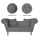 Ver imagem 5 de Namoradeira Recamier Sofá Decorativo 02 Lugares Dubai Suede Cinza - Incasa Decor