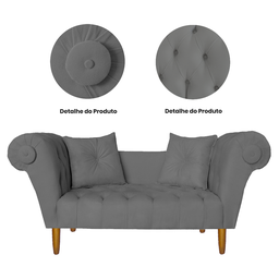 Namoradeira Recamier Sofá Decorativo 02 Lugares Dubai Suede Cinza - Incasa Decor - 5