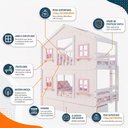 Ver imagem 6 de Beliche Infantil Casinha Dos Sonhos com Gavetas Madeira Maciça Branco Rosa Housin