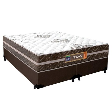 Cama Box Casal Bipartido Suede + Colchão Molas Ensacadas Texas Prime Colchões 138cm - Suporta At