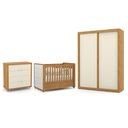 Ver imagem 1 de Dormitório Tutto New 2 Portas, Cômoda 4 Gavetas e Berço Freijó/off White com Capitonê - Matic M